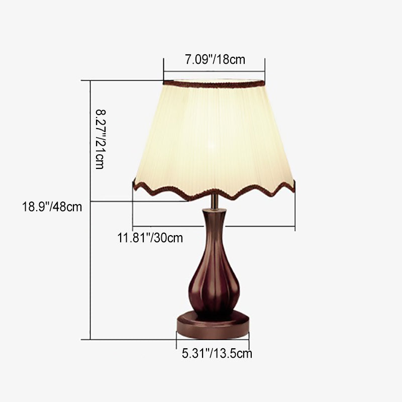 Drum Fabric Wood Living Table Lamp