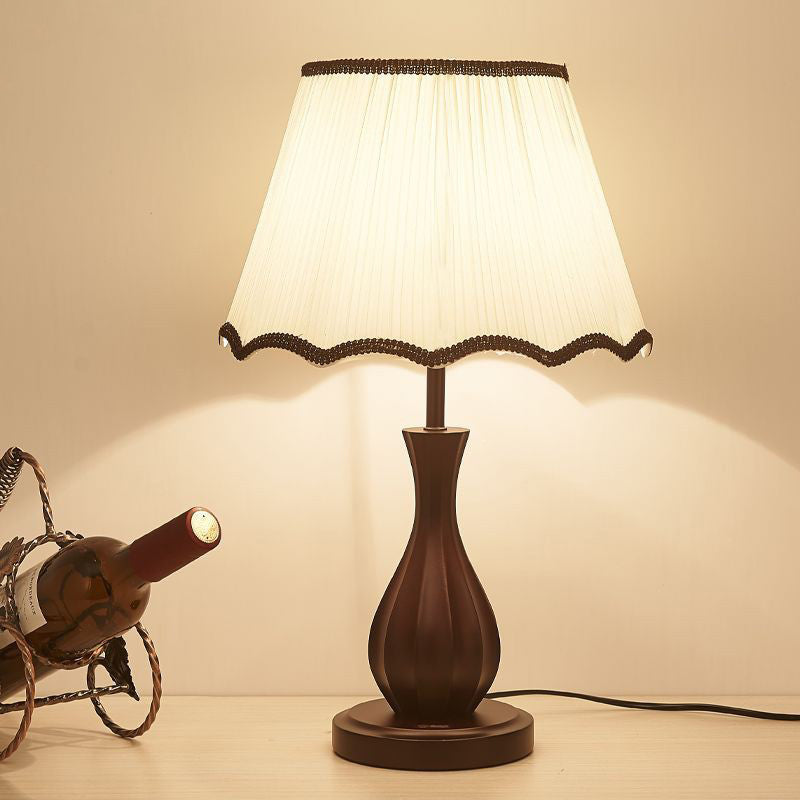 Drum Fabric Wood Living Table Lamp