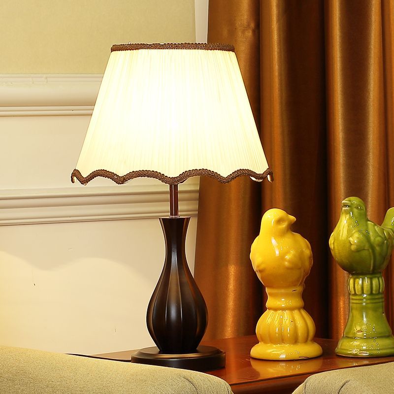 Drum Fabric Wood Living Table Lamp
