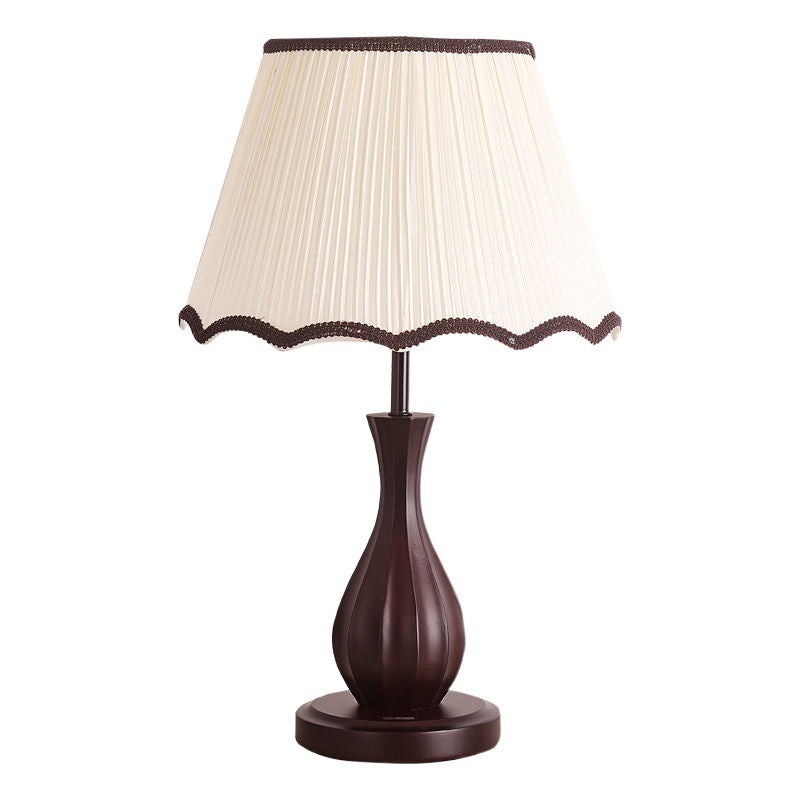 Drum Fabric Wood Living Table Lamp