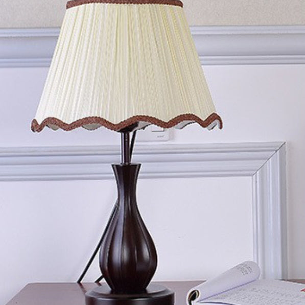 Drum Fabric Wood Living Table Lamp