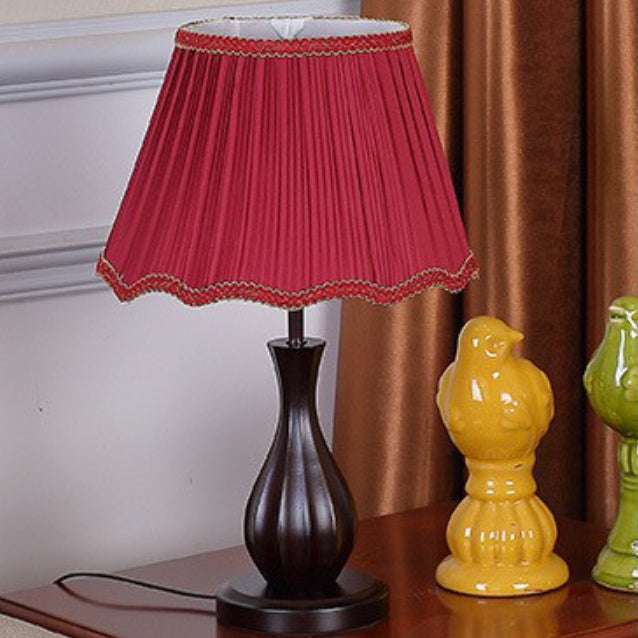 Drum Fabric Wood Living Table Lamp