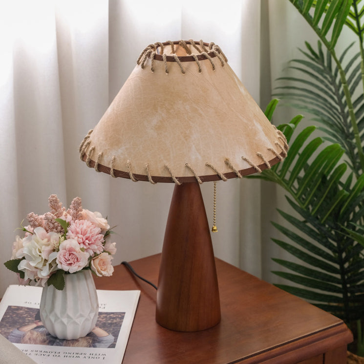 Mushroom Linen Imitation Sheepskin Table Lamp