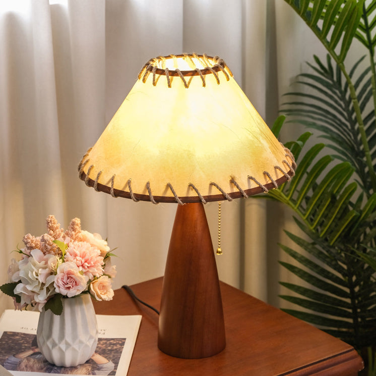 Mushroom Linen Imitation Sheepskin Table Lamp