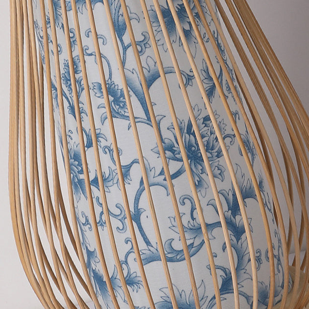 Wood Bamboo Weaving Lantern Table Lamp