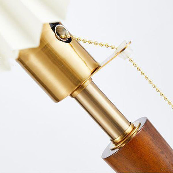 Pull Cord Round Pleated Table Lamp