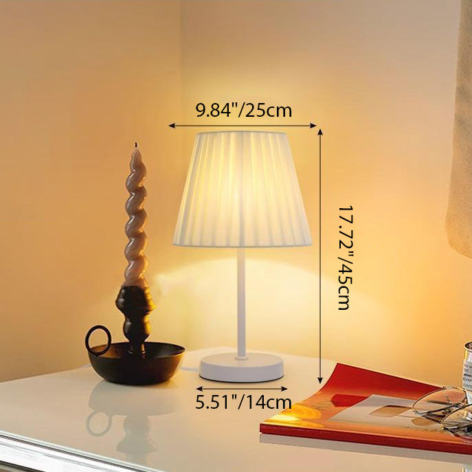 Pleated Drum Fabric Iron Table Lamp