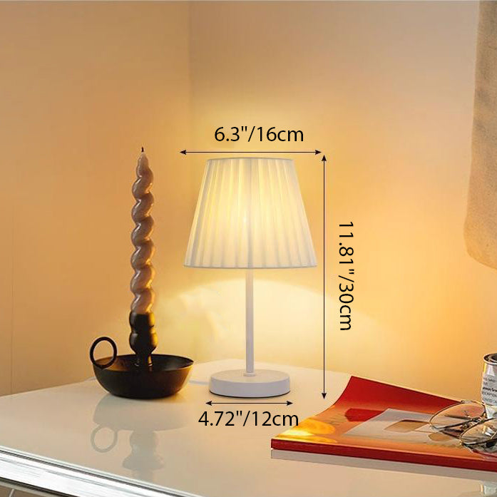 Pleated Drum Fabric Iron Table Lamp