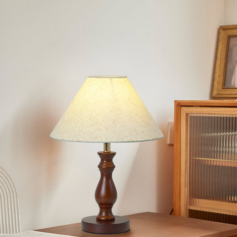 Drum Floral Fabric Wood Table Lamp