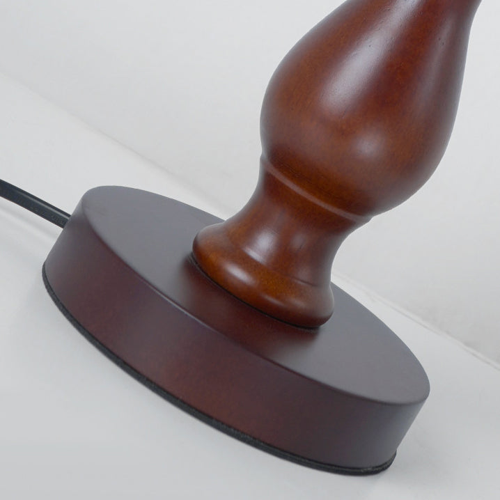 Drum Floral Fabric Wood Table Lamp