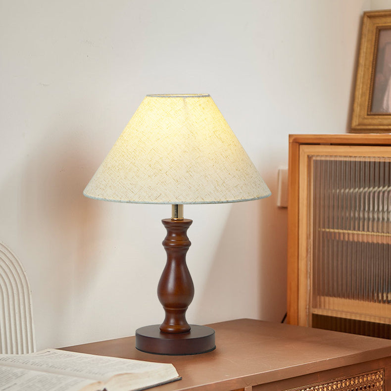 Drum Floral Fabric Wood Table Lamp