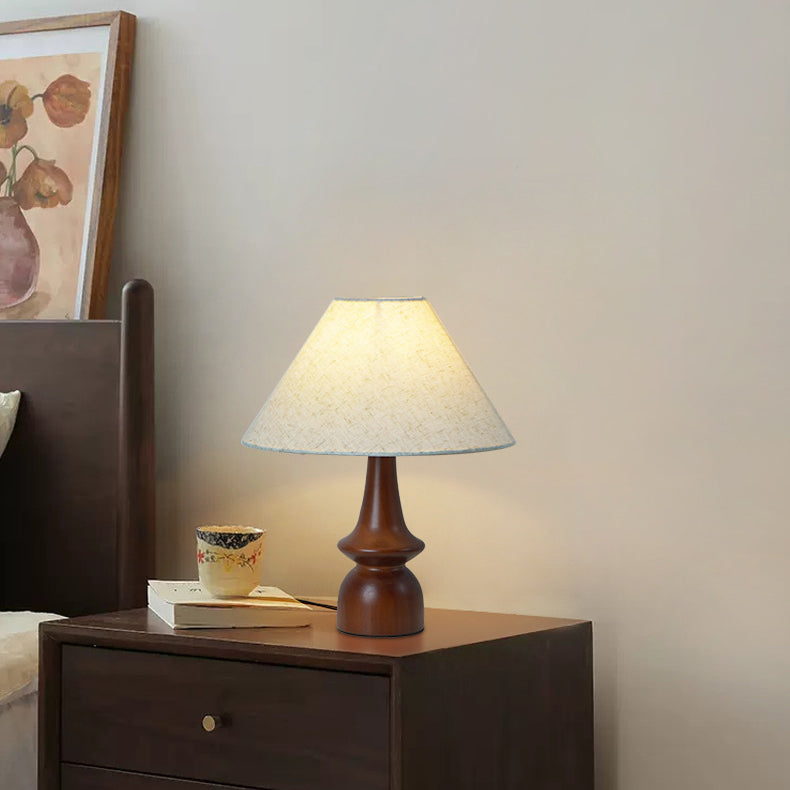 Drum Floral Fabric Wood Table Lamp