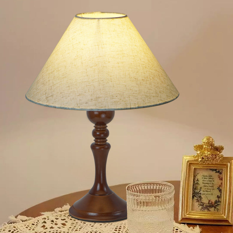 Drum Floral Fabric Wood Table Lamp