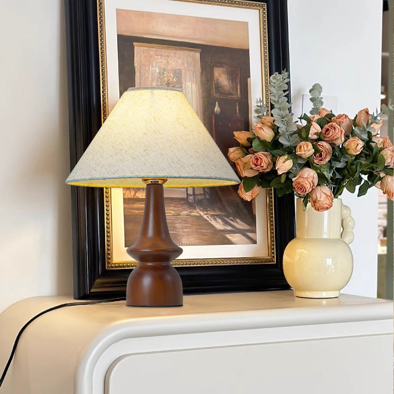 Drum Floral Fabric Wood Table Lamp
