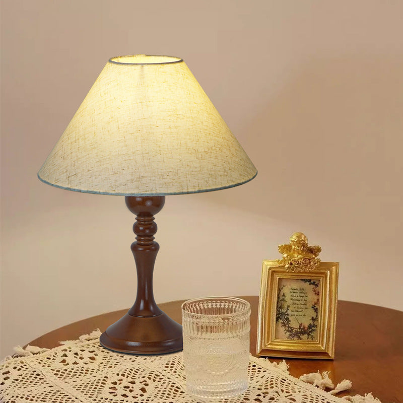 Drum Floral Fabric Wood Table Lamp