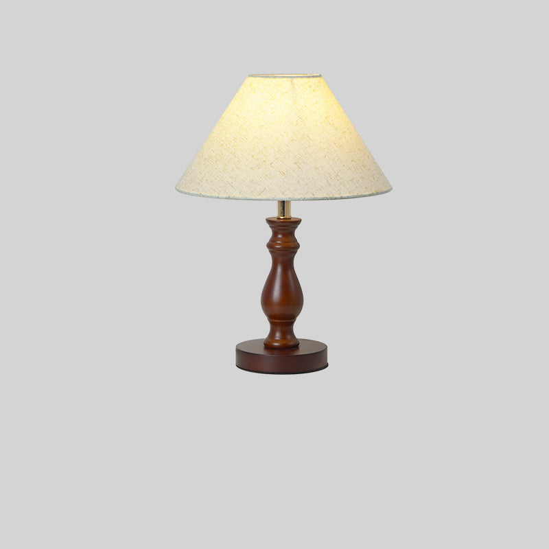 Drum Floral Fabric Wood Table Lamp