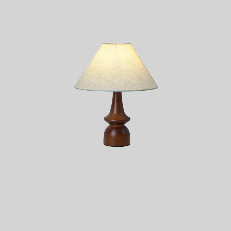 Drum Floral Fabric Wood Table Lamp