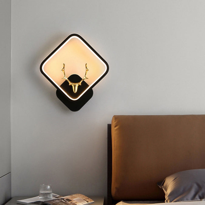 Round Square Antler Iron Wall Lamp