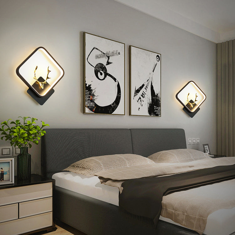 Round Square Antler Iron Wall Lamp