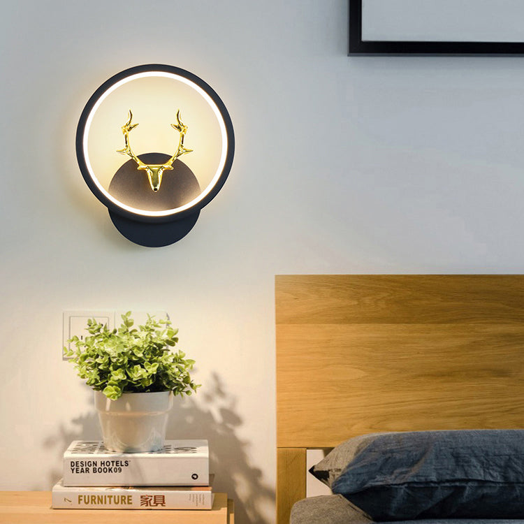 Round Square Antler Iron Wall Lamp