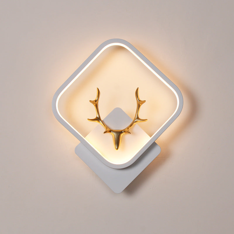 Round Square Antler Iron Wall Lamp