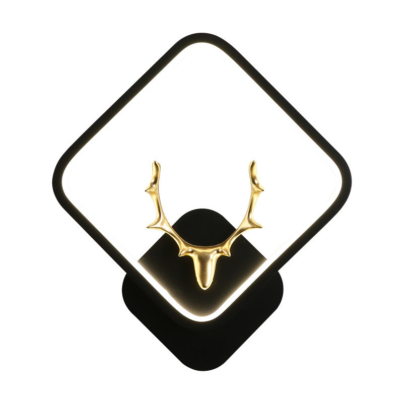 Round Square Antler Iron Wall Lamp