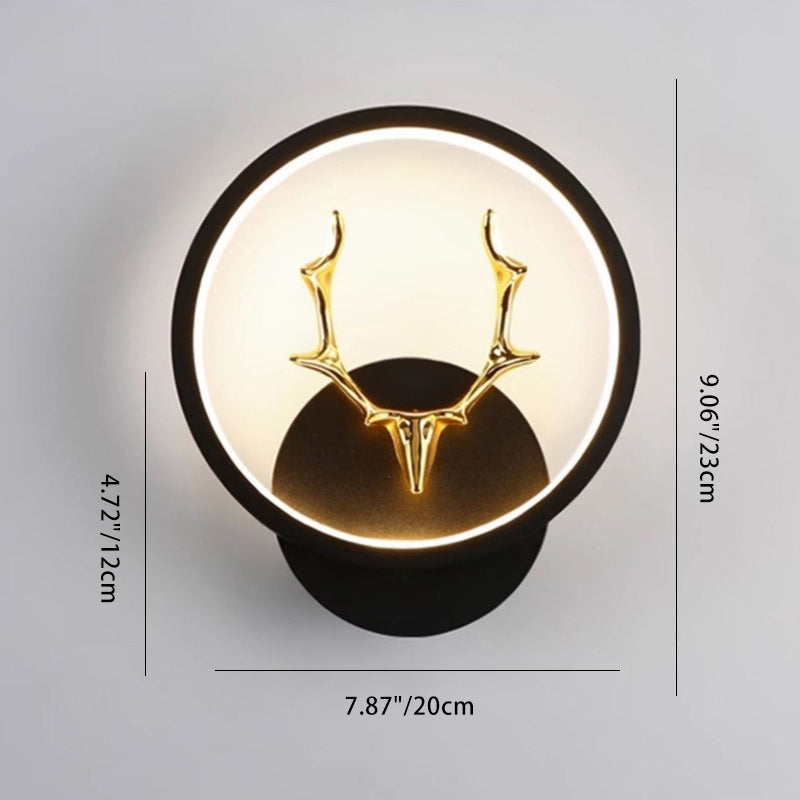 Round Square Antler Iron Wall Lamp