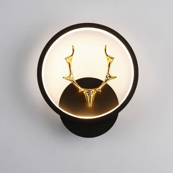 Round Square Antler Iron Wall Lamp