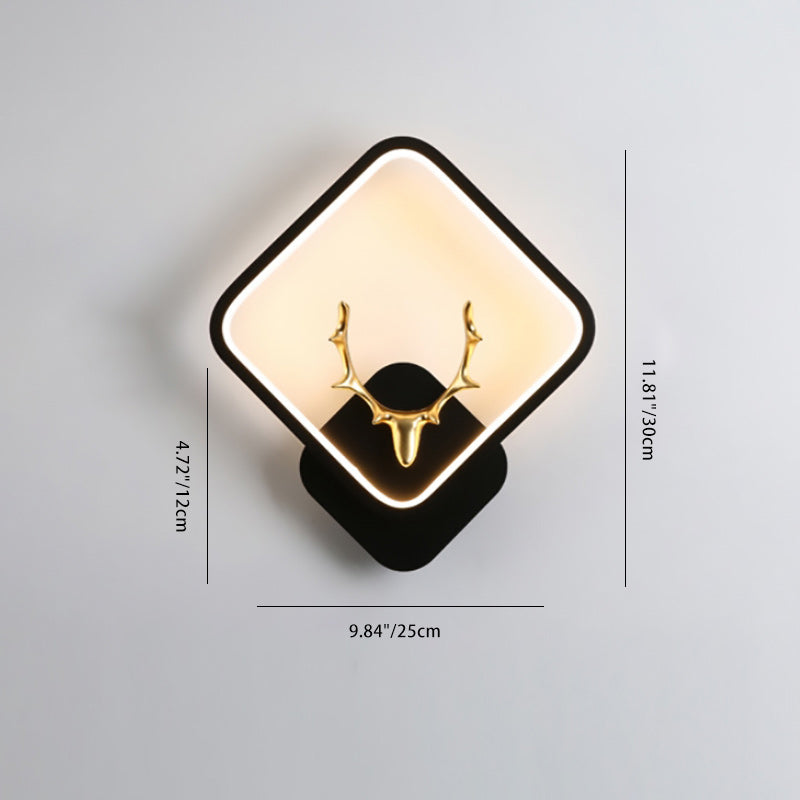 Round Square Antler Iron Wall Lamp