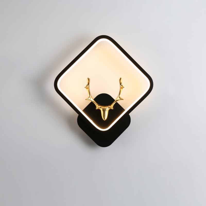 Round Square Antler Iron Wall Lamp