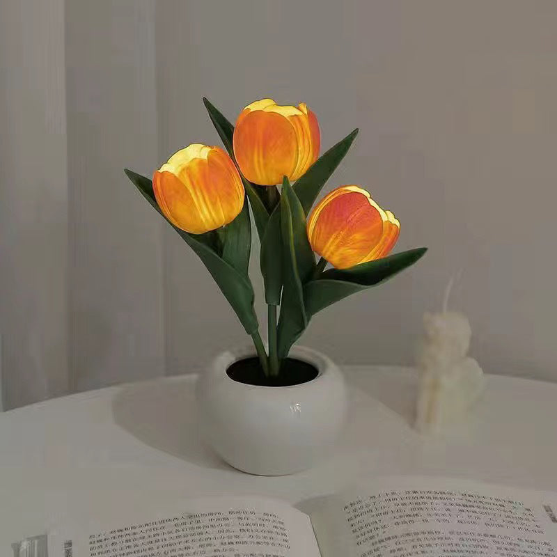 Tulip Flower Ceramic PU Table Lamp