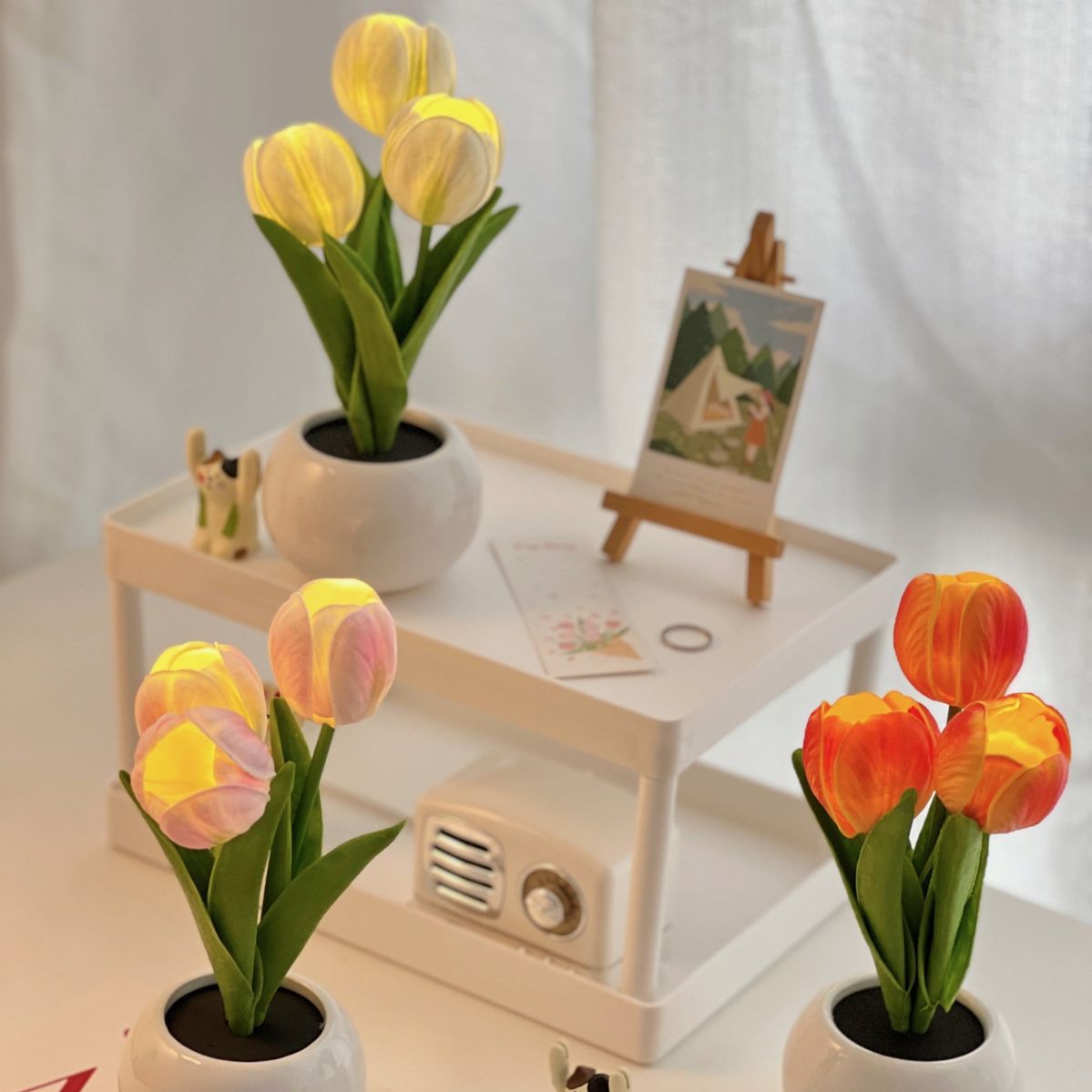 Tulip Flower Ceramic PU Table Lamp