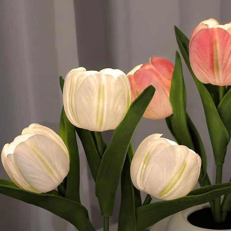 Tulip Flower Ceramic PU Table Lamp