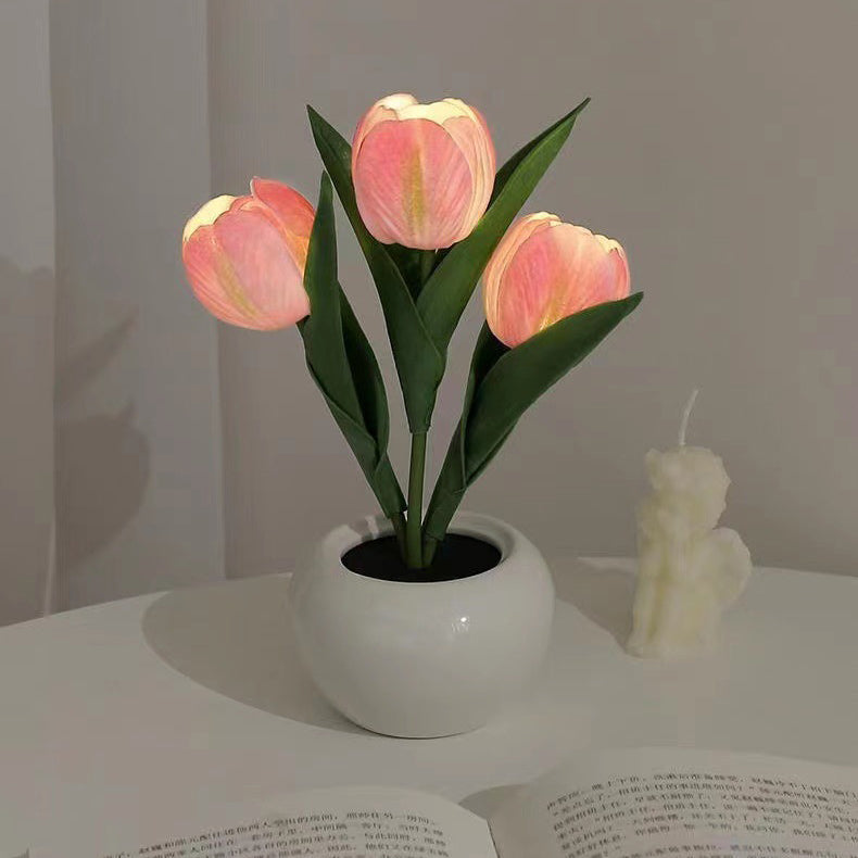 Tulip Flower Ceramic PU Table Lamp
