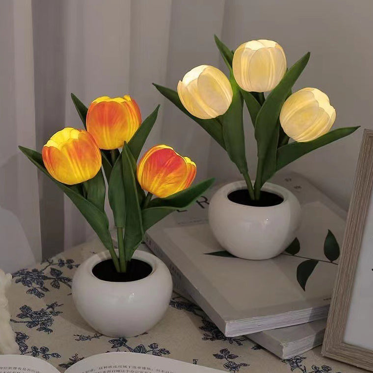 Tulip Flower Ceramic PU Table Lamp