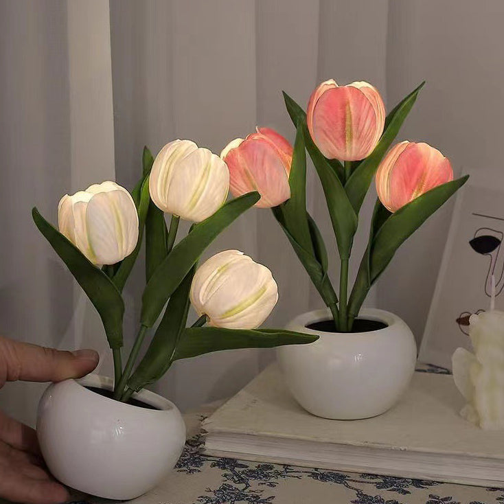 Tulip Flower Ceramic PU Table Lamp