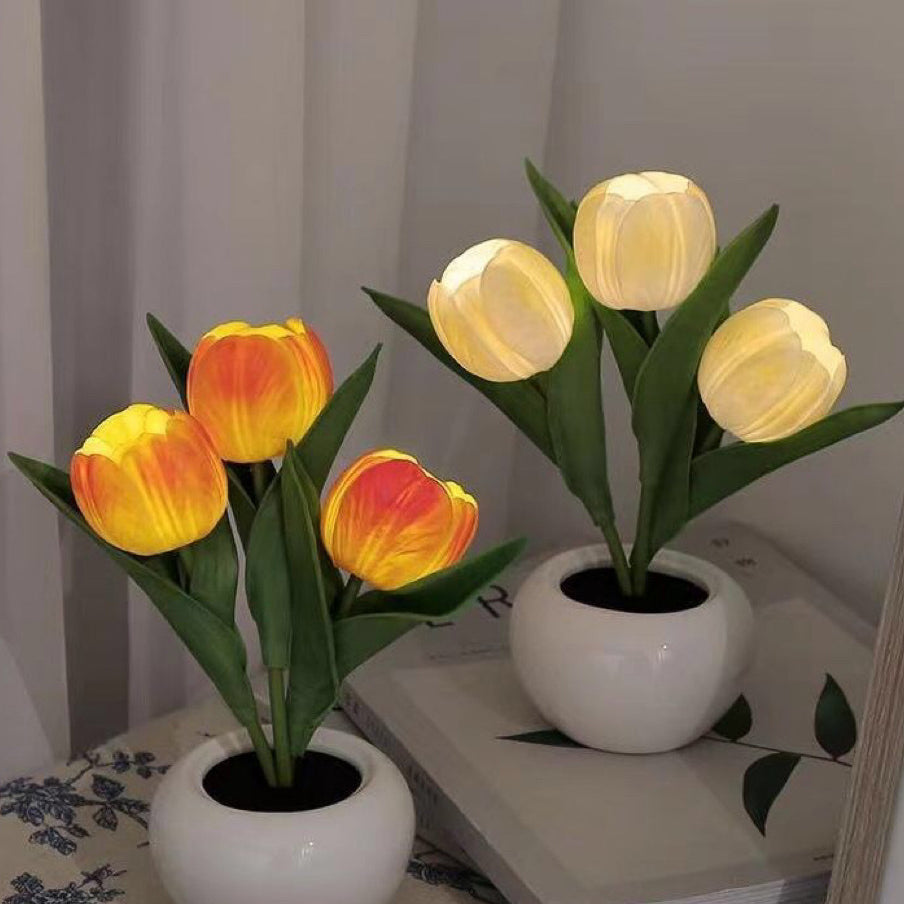 Tulip Flower Ceramic PU Table Lamp
