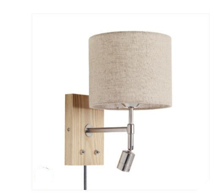 Rotatable Cylinder Fabric Iron 2-Light Wall Lamp