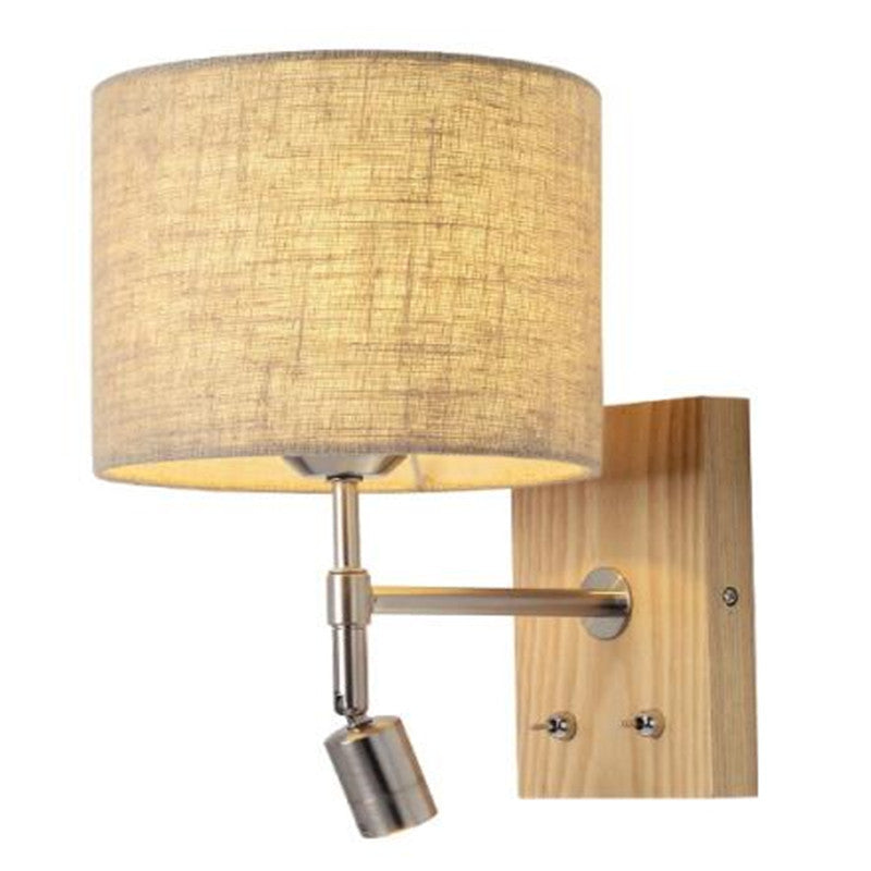 Rotatable Cylinder Fabric Iron 2-Light Wall Lamp