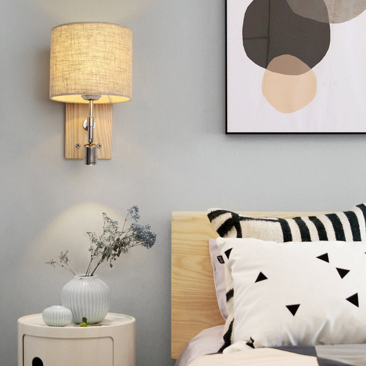 Rotatable Cylinder Fabric Iron 2-Light Wall Lamp