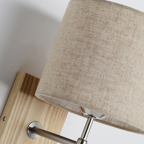 Rotatable Cylinder Fabric Iron 2-Light Wall Lamp