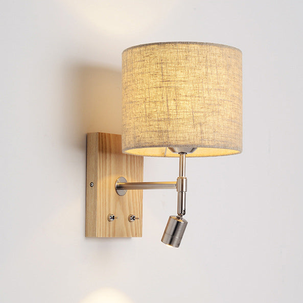 Rotatable Cylinder Fabric Iron 2-Light Wall Lamp
