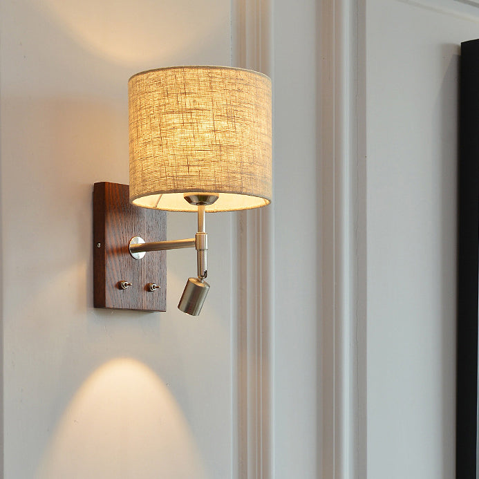 Rotatable Cylinder Fabric Iron 2-Light Wall Lamp
