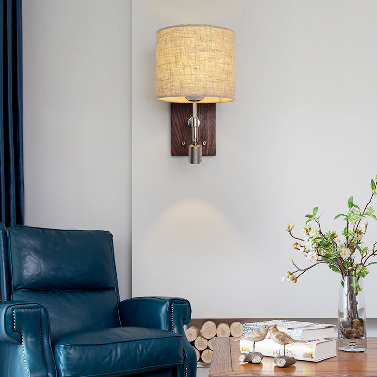 Rotatable Cylinder Fabric Iron 2-Light Wall Lamp