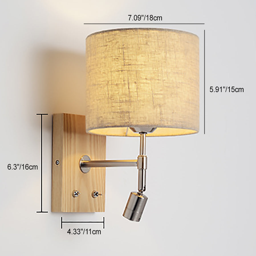 Rotatable Cylinder Fabric Iron 2-Light Wall Lamp