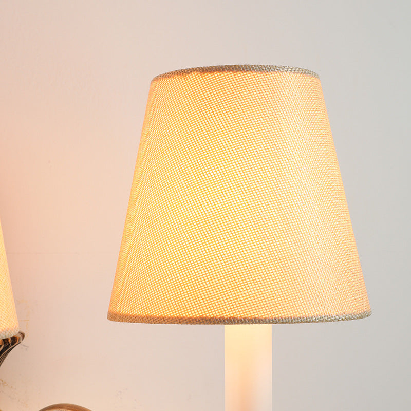Brass Fabric Cylinder Living 2-Light Wall Lamp