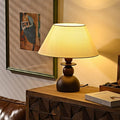 Conical Fabric Wood Bedroom Table Lamp