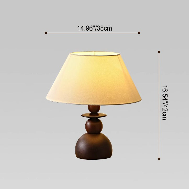 Conical Fabric Wood Bedroom Table Lamp