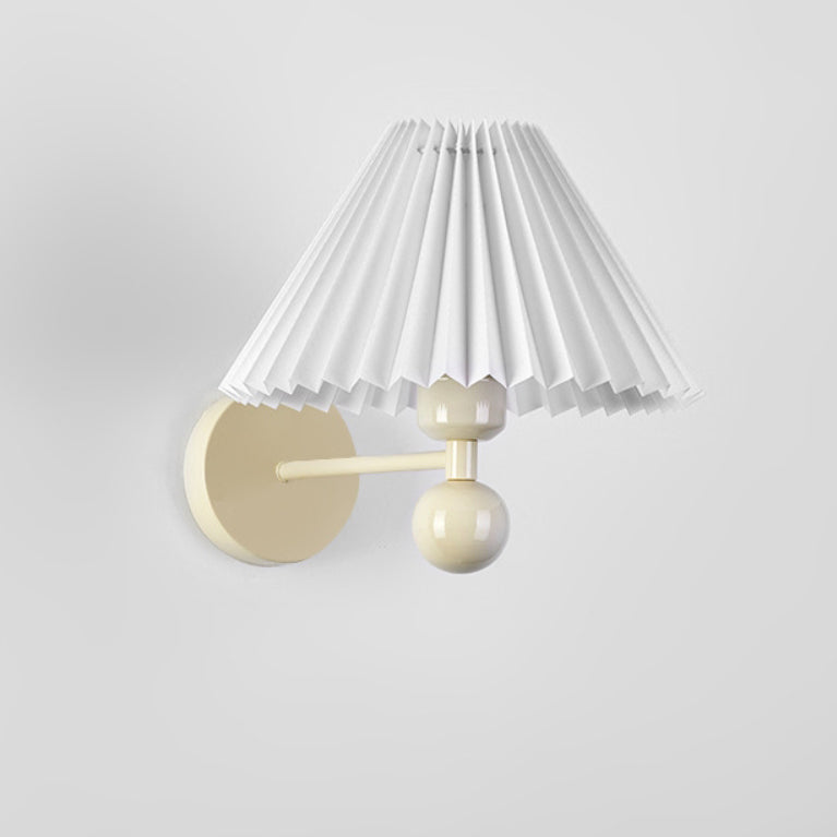 Drum Pleated Fabric Iron Wall Lamp