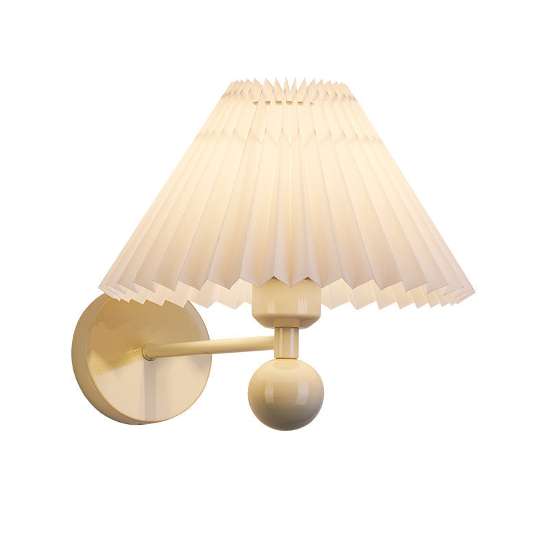 Drum Pleated Fabric Iron Wall Lamp